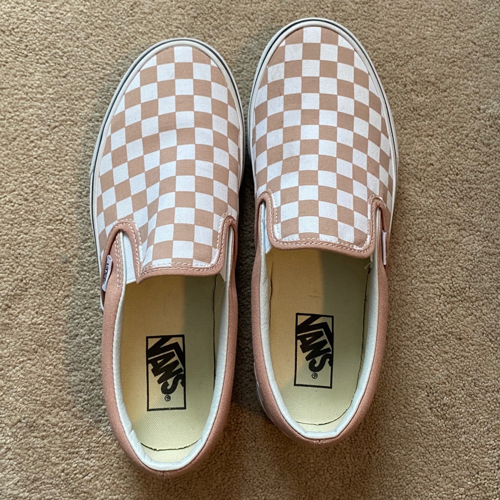 Checkerboard Slip On Vans Pink